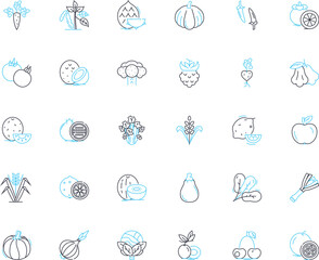 Fototapeta premium Corner shop linear icons set. Groceries, Convenience, Chips, Candy, Beer, Cigarettes, Snacks line vector and concept signs. Lottery,Magazine,Soda outline illustrations Generative AI