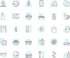 Culinary choices linear icons set. Gourmet, Fusion, Vegan, Gluten-free, Spicy, Ethnic, Artisanal line vector and concept signs. Organic,Locally-sourced,Farm-to-table outline Generative AI