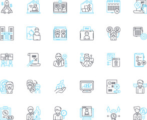 Career linear icons set. Growth, Success, Ambition, Fulfillment, Progress, Achievement, Development line vector and concept signs. Advancement,Mastery,Specialization outline Generative AI