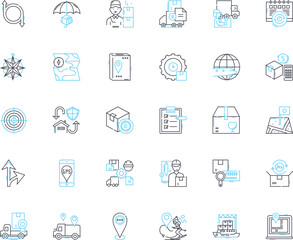 Carriage and conveyance linear icons set. Vehicle, Transport, Travel, Moving, Transit, Ride, Journey line vector and concept signs. Transfer,Passage,Mobility outline illustrations Generative AI