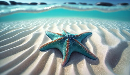 Fototapeta na wymiar 浜辺のヒトデ | starfish on the beach Generative AI