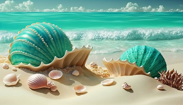 浜辺の貝殻 | seashells on the beach Generative AI