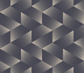 Fototapeta premium Modernism Art Seamless Pattern Vector Dot Work Fashionable Abstract Background. Hexagonal Structure Repetitive Geometric Abstraction Apparel Design Textile Print. Half Tone Gradient Endless Wallpaper