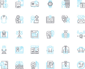Business linear icons set. Profit, Revenue, Growth, Marketing, Branding, Innovation, Collaboration line vector and concept signs. Leadership,Strategy,Investment outline illustrations