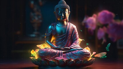 buddha statue in the temple, AI