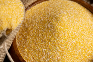 Scattered dry corn flour for cooking porridge