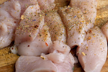 Freshly washed and skinned chicken meat