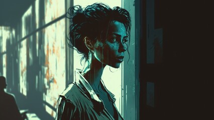 mystical scene, in the style of panic, depression, nervousness, portrait, cinematic style, generated in AI