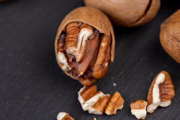 fresh crop of pecans on the surface