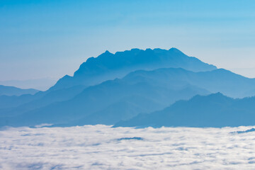 Mountains, morning mist at Doi Luang Chiang Dao, a world heritage site at Chiang Dao District, Chiang Mai, Thailand