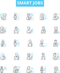 Smart jobs vector line icons set. Smartwork, High-tech, Automation, AI, Robotics, Innovative, IT illustration outline concept symbols and signs