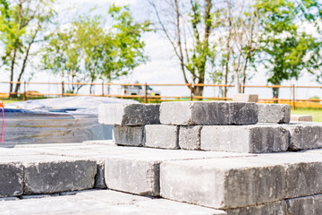 Obraz premium A captivating image displaying the artistry of landscaping, with an array of beautiful rocks intricately arranged. This picture invites nature lovers and design enthusiasts to appreciate the harmony b