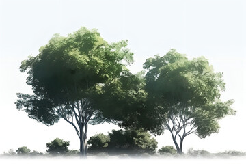 trees, white background, AI-Generated Image