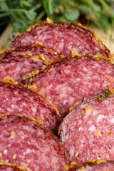 salami made of high-quality meat with spices and garlic