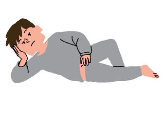 運動不足でゴロゴロする男性　病気の予兆
