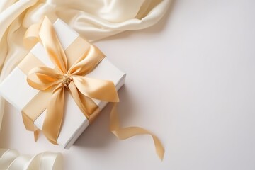 luxury gift box with silk and ribbon copy space Generative AI