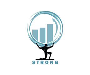 ATLAS STRONG MAN LOGO, silhouette of strong people holding planet vector illustrations