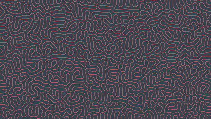 Tangled Thin Red Lines Vector Abstract Background Outline Psychedelic Pattern. Intricate Ripple Structure Panoramic Minimalistic Wallpaper. Hypnotic Abstraction. Line Art Graphic Modern Illustration