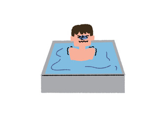 水風呂に入っている男性
