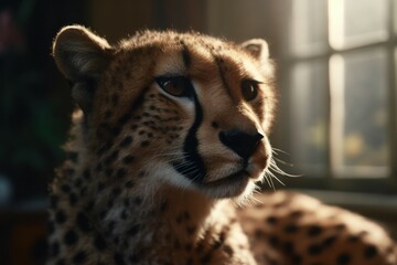 Cheetah in natural habitat with selective focus. AI generated, human enhanced