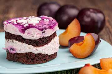 Delicious puff pastry with chocolate biscuits and berry flavor