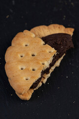 fresh crunchy cookies with chocolate filling