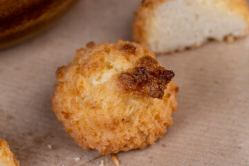 Small homemade coconut cookies made using coconut chips
