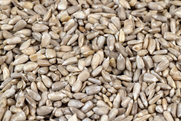 Sunflower seeds peeled from the black shell