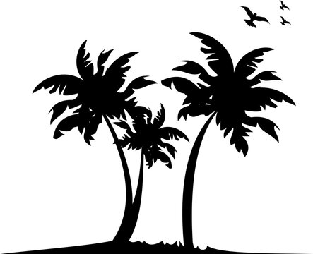 Silhouette of a group of palm trees