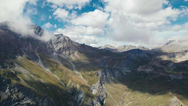 Flying over the Col Agnel, Italian and French border 4K Drone