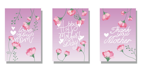 Fototapeta na wymiar Set of frame for Happy mother's day. Floral decoration template collection for mothers day. Vector illustration.