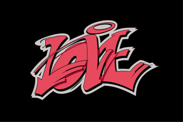Love. Vector lettering in graffiti style for greeting card and posters.