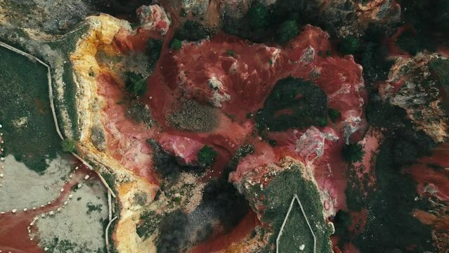 Color explosion in a Bauxite cave in Puglia, Italy 4K