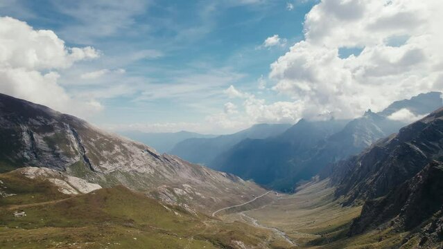 Flying over the Col Agnel, Italian and French border 4K Drone