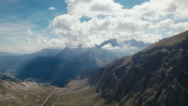 Flying over the Col Agnel, Italian and French border 4K Drone