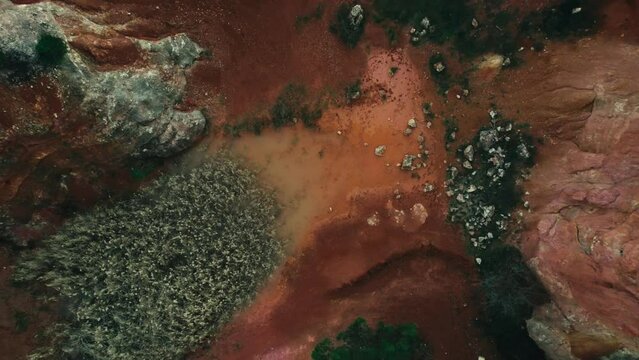 Color explosion in a Bauxite cave in Puglia, Italy 4K