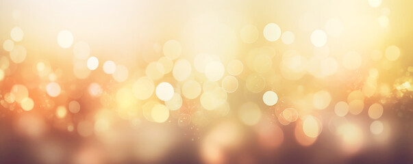 soft bokeh warm Light bokeh on abstract gold background, nature glowing sun light flare,
New year luxury  Copy space ,Generative AI 
