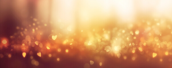 Obraz premium soft bokeh warm Light bokeh on abstract gold background, nature glowing sun light flare, New year luxury Copy space ,Generative AI 