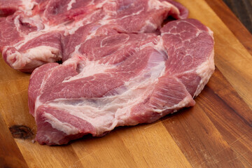 A cut piece of pork close up
