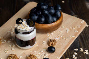 sweet yogurt with grape flavor, close up