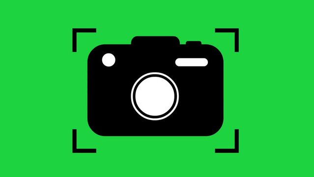 screenshot icon animation, on a green chroma key background