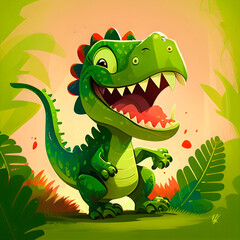 Obraz premium Credible_Dinosaur_happy_smiling_funny_toddlers_version_happy