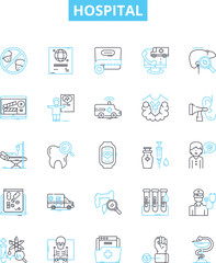 Hospital vector line icons set. Hospital, Medical, Care, Treatment, Facility, Emergency, Clinic illustration outline concept symbols and signs