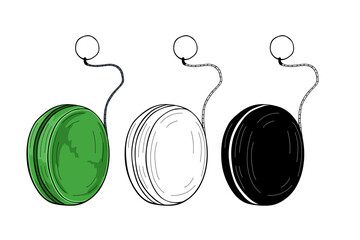 cartoon green yo-yo with black string