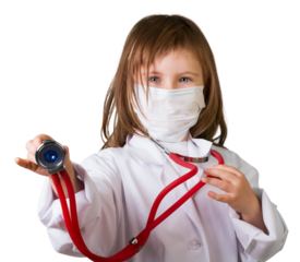 Little girl doctor-patient with toy stethoscope