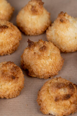 Small homemade coconut cookies made using coconut chips