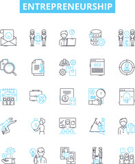 Entrepreneurship vector line icons set. Entrepreneurship, Startups, Business, Innovation, Risk, Investment, Opportunity illustration outline concept symbols and signs