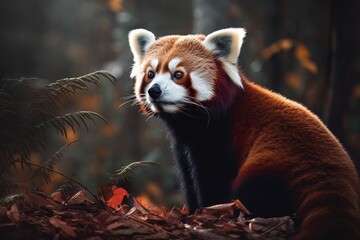 Obraz premium Red panda bear. Generative AI