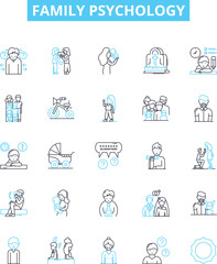 Obraz na płótnie Canvas Family psychology vector line icons set. family, psychology, dynamics, structure, behavior, relationships, dynamics illustration outline concept symbols and signs