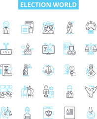 Election world vector line icons set. Voting, Polls, Ballot, Candidates, Campaign, Legislature, Issues illustration outline concept symbols and signs